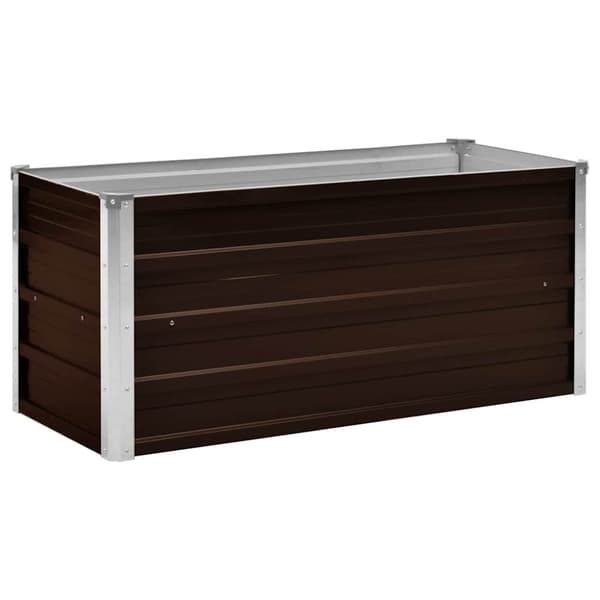 vidaXL Korotettu kukkalaatikko ruskea 100x40x45 cm galvanoitu teräs