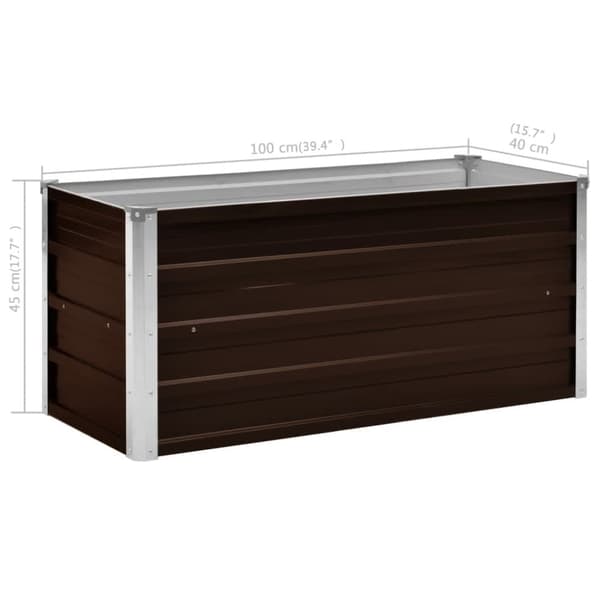 vidaXL Korotettu kukkalaatikko ruskea 100x40x45 cm galvanoitu teräs