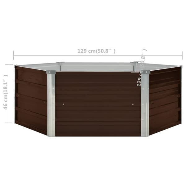 vidaXL Forhøyet hagebed brun 129x129x46 cm galvanisert stål