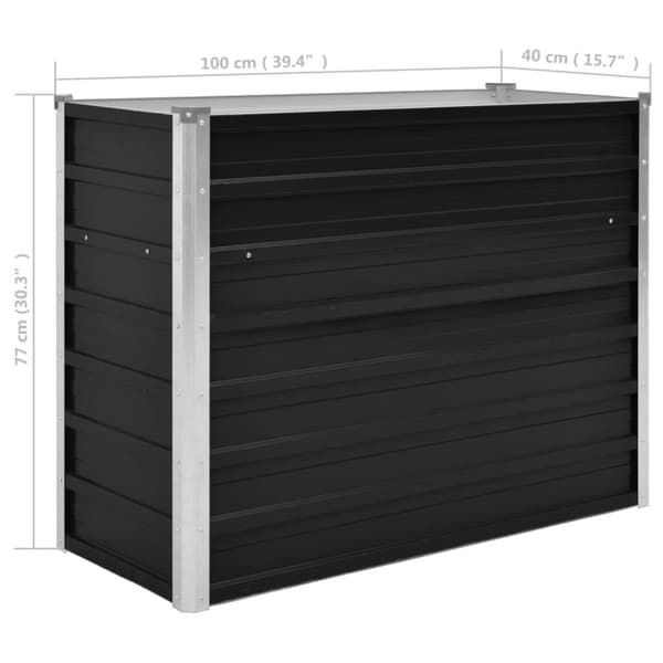 vidaXL Korotettu kukkalaatikko antrasiitti 100x40x77 cm galv. teräs