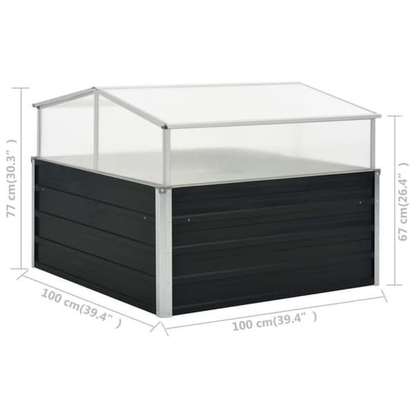 vidaXL drivhus 100 x 100 x 77 cm galvaniseret stål antracitgrå