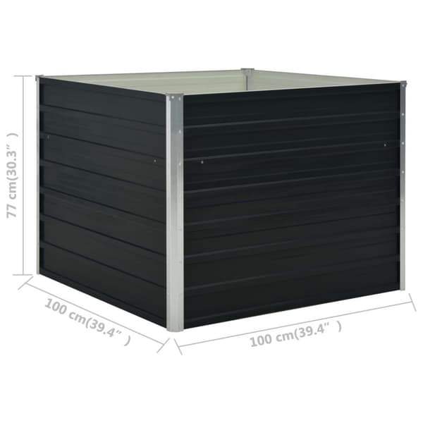 vidaXL Forhøyet hagebed antrasitt 100x100x77 cm galvanisert stål