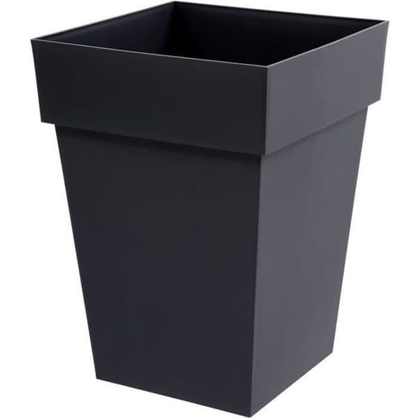 EDA Medium kvadratisk toskansk blomkruka - 39 x 39 x H 53 cm - 51 L - Antracitgrå