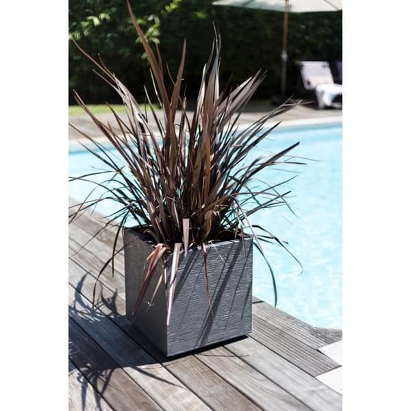 EDA PLASTIQUE Grafit fyrkantig blomma låda - 57 L - 49,5 x 49,5 x 49,5 cm - Antracitgrå