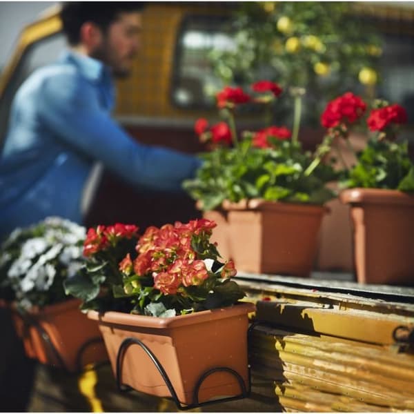PLASTIKEN Rektangulär planter Ø 80 X 20 cm med bricka - Terracotta