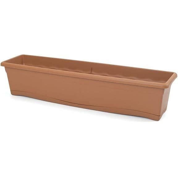 PLASTIKEN Rektangulär planter Ø 80 X 20 cm med bricka - Terracotta
