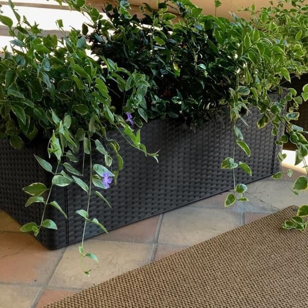 STEFANPLAST Rektangulär naturlig Delux blomma låda - 100x43xH33cm - 90 + 6,5L i förvaringen - Anthracite