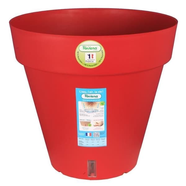 RIVIERA Loftblomkruka med vattenreserv - Rund - Ø 50 x H 46 cm - Röd