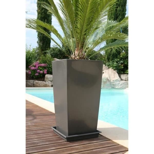 RIVIERA Blomkruka Nuance -Carré - 29 x 29 x H 52 cm - 32,6 L - Glittergrå