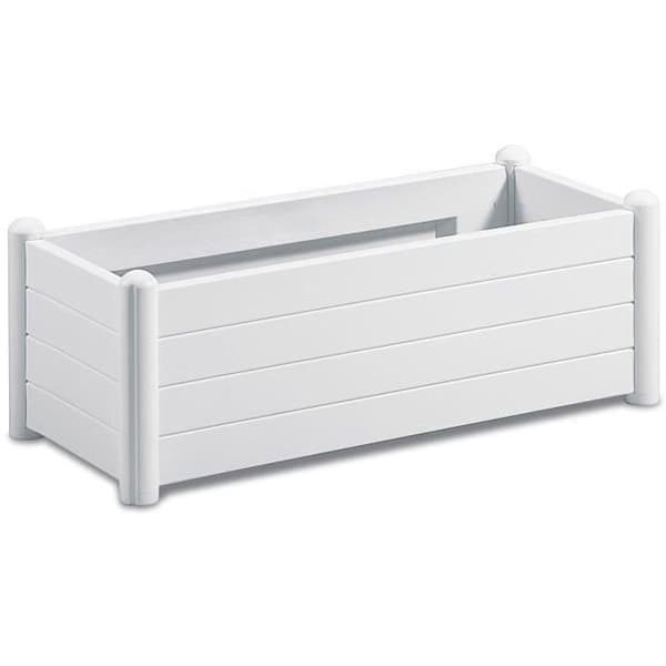 STEFANPLAST Rektangulär blomlåda - Träfinish - 100x43xH35cm - 80L - Vit