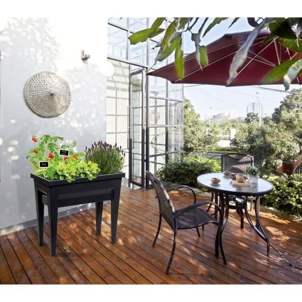 EDA Vegetabilisk trädgård med City Veg-bord &amp; bord - 73 x 38,5 x H 68 cm - 57 L - Antracitgrå