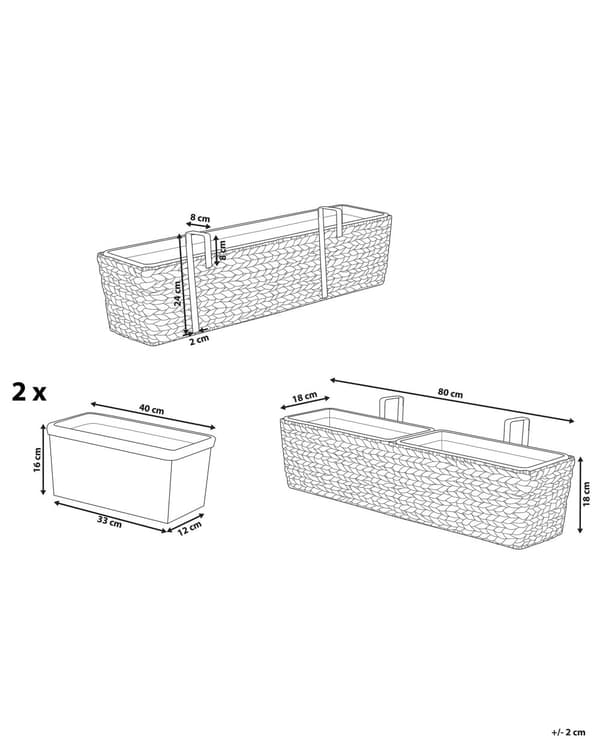 Blomlåda Beige Vattenhyacint Rektangulär 80 x 20 cm Vävd Med dräneringshål