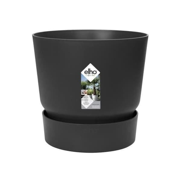 ELHO Rund blomkruka Greenville 30 - Utomhus - Ø 29,5 x H 27,8 cm - Levande svart