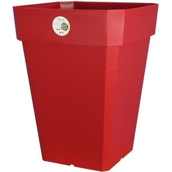RIVIERA Kvadratisk blomkruka av plast Soleilla - 49 x 49 x H 50 cm - 65 L - Röd