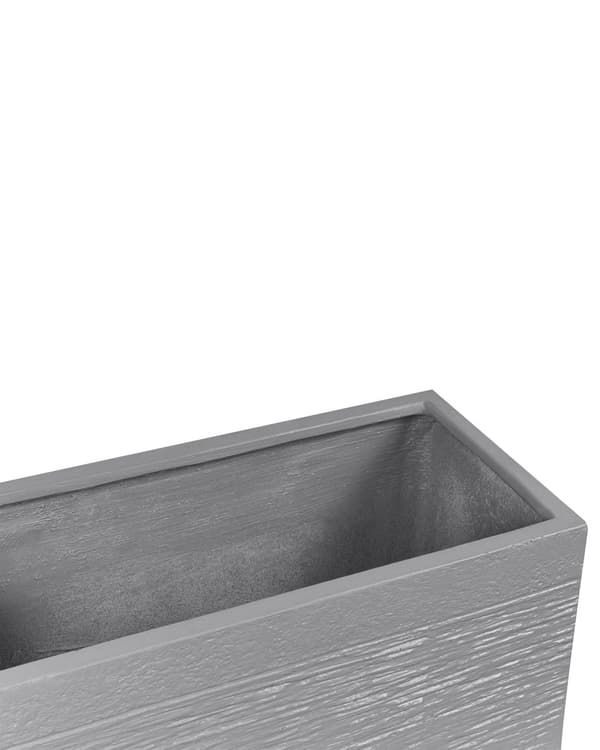 Plantekasse Grå Ler 60 x 29 x 30 Blomsterkasse med Afløbshuller Tåler Frost Udendørs Blomsterkumme Dekoration til Have Terrasse Indretning