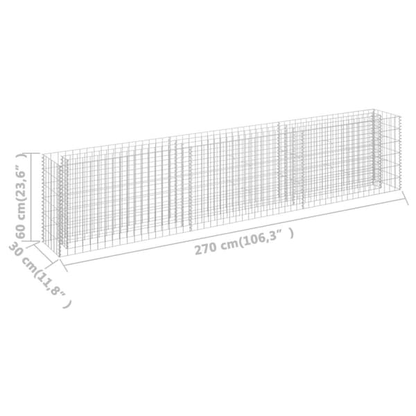 vidaXL Gabion høybed galvanisert stål 270x30x60 cm