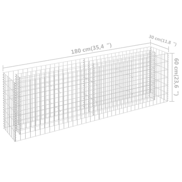 vidaXL Gabion høybed galvanisert stål 180x30x60 cm
