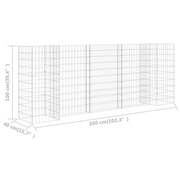 vidaXL Planteringsgabion H-formad stål 260x40x100 cm