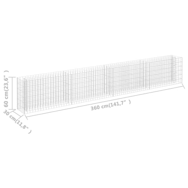 vidaXL Gabion høybed galvanisert stål 360x30x60 cm