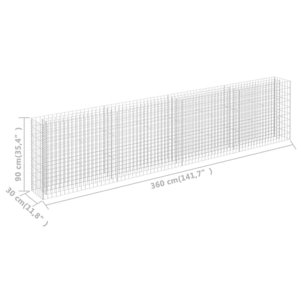 vidaXL Gabion høybed galvanisert stål 360x30x90 cm