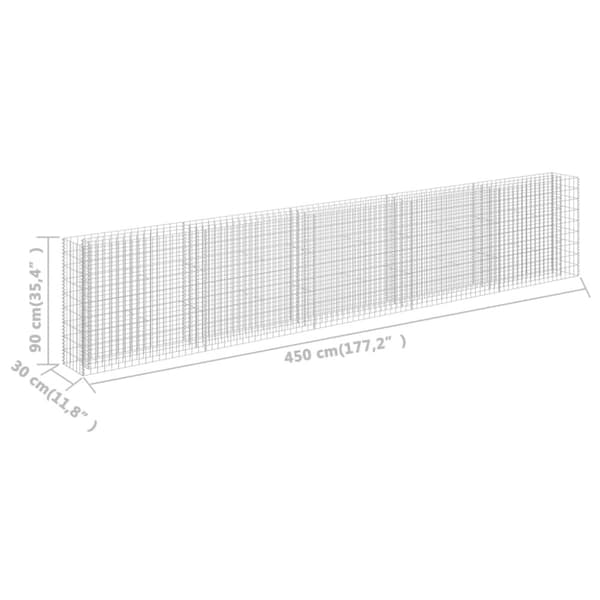 vidaXL Gabion høybed galvanisert stål 450x30x90 cm