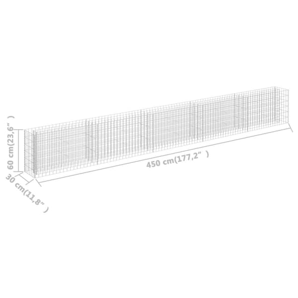 vidaXL Gabion høybed galvanisert stål 450x30x60 cm