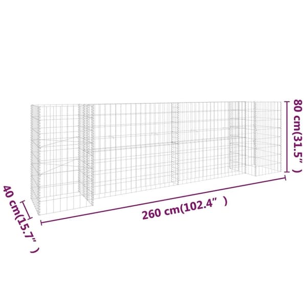 vidaXL Gabion plantekasse H-formet ståltråd 260x40x80 cm