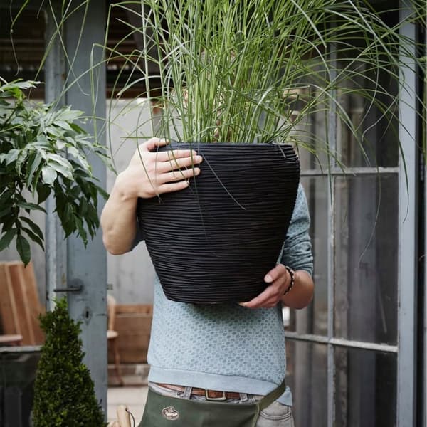 Capi krukke Nature Rib 43x38 cm tilspidset sort KBLR362