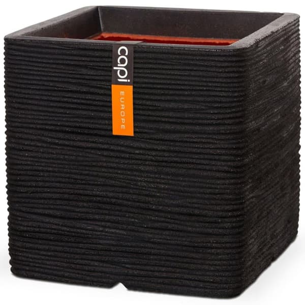 Capi plantekasse Nature Rib 30x30 cm firkantet sort KBLR902