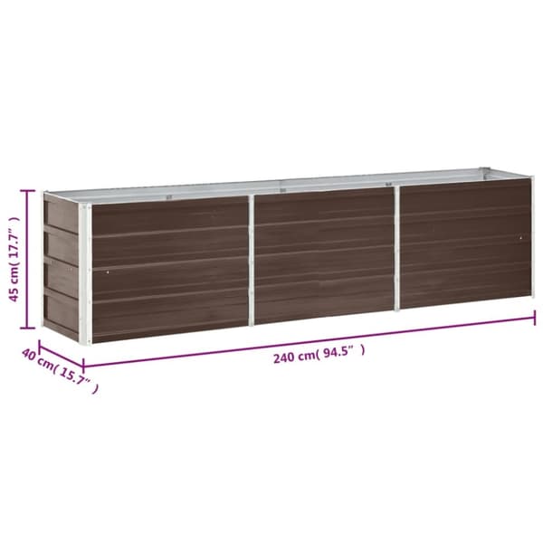 vidaXL Høybed galvanisert stål 240x40x45 cm brun