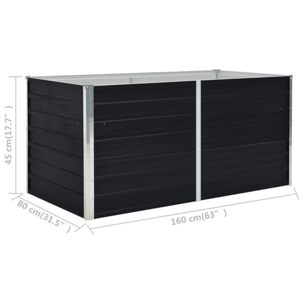 vidaXL hævet blomsterbed 160 x 80 x 45 cm galvaniseret stål antracit