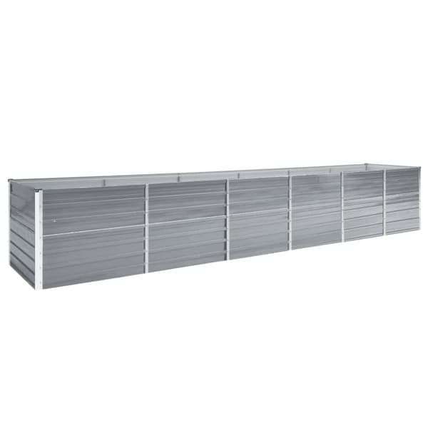 vidaXL Korotettu kukkalaatikko galv. teräs 480x80x77 cm harmaa
