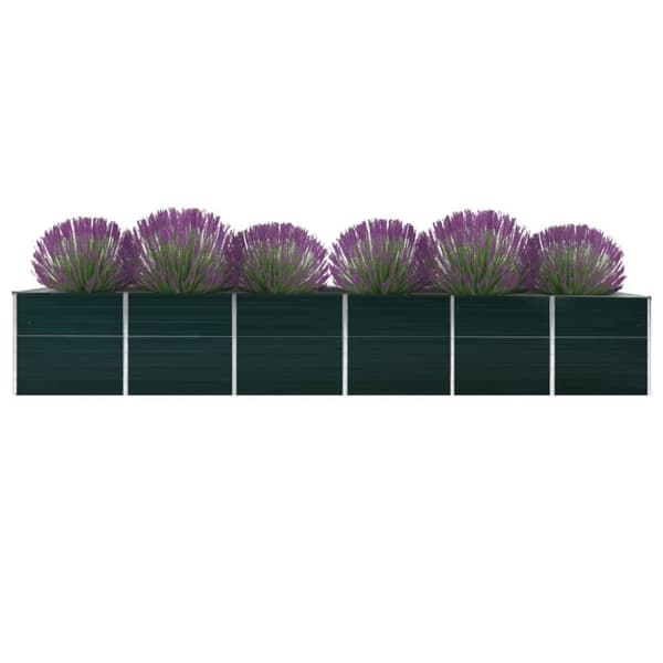 vidaXL Høybed galvanisert stål 480x80x77 cm grønn