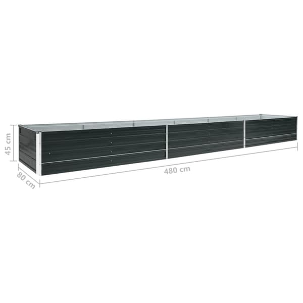 vidaXL Høybed galvanisert stål 480x80x45 cm antrasitt