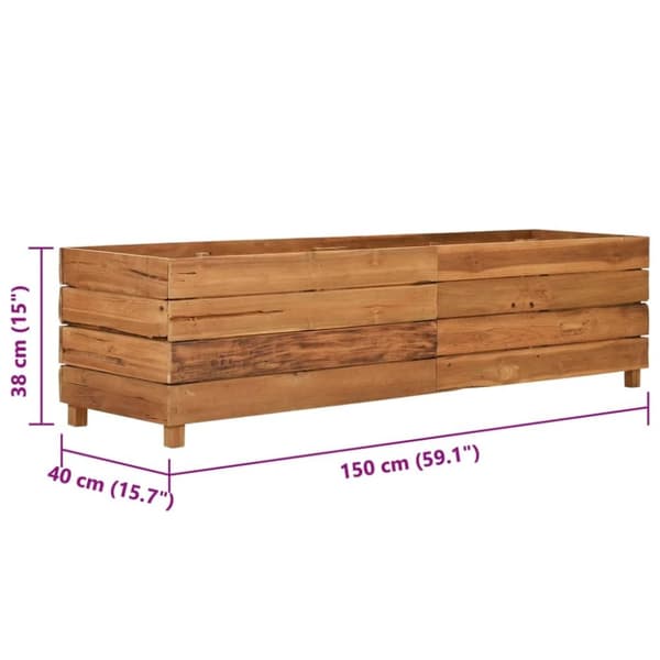 vidaXL plantekasse 150x40x38 cm massivt teaktræ og stål
