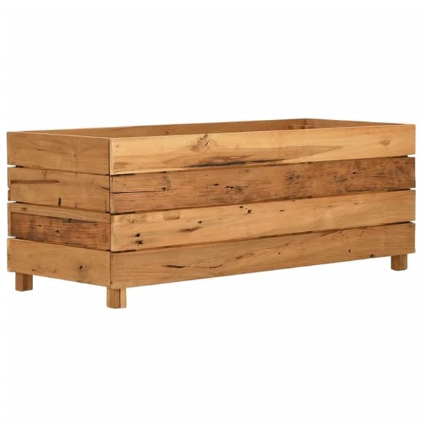 vidaXL Blomlåda upphöjd 100x40x38 cm återvunnet teakträ och stål