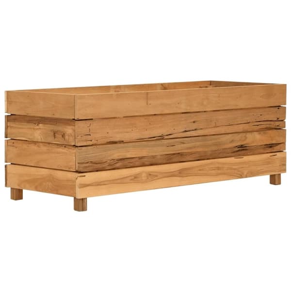 vidaXL Blomlåda upphöjd 100x40x38 cm återvunnet teakträ och stål