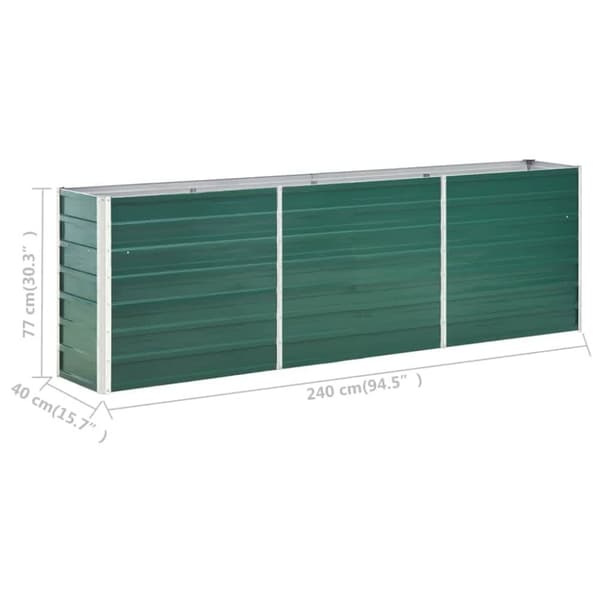 vidaXL Høybed galvanisert stål 240x40x77 cm grønn