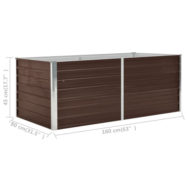 vidaXL Korotettu puutarhalaatikko 160x80x45 cm galvanoitu ruskea