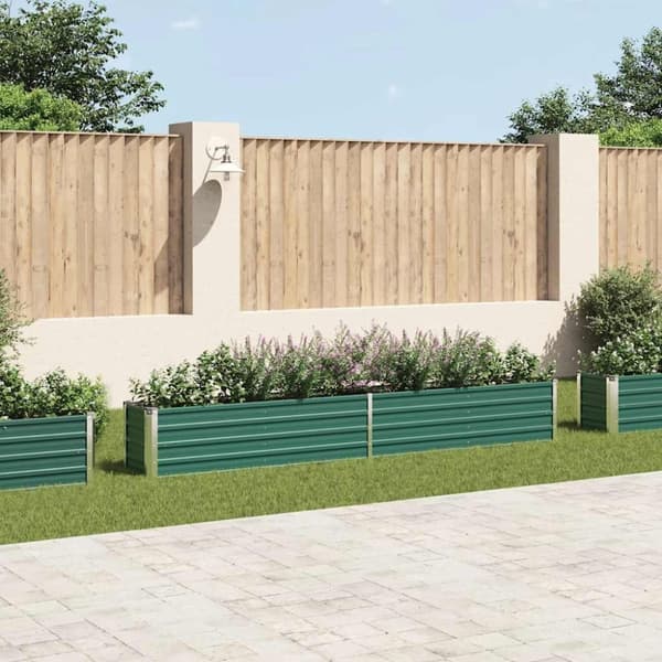 vidaXL forhøjet plantekasse 320x40x45 cm galvaniseret stål grøn