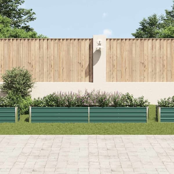 vidaXL forhøjet plantekasse 320x40x45 cm galvaniseret stål grøn
