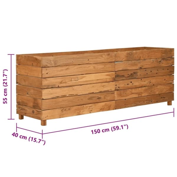 vidaXL højbed 150x40x55 cm massivt teaktræ og stål