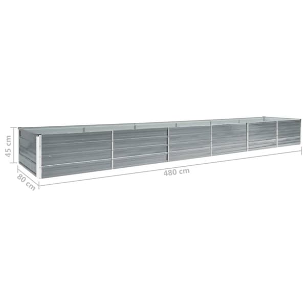 vidaXL Høybed galvanisert stål 480x80x45 cm grå