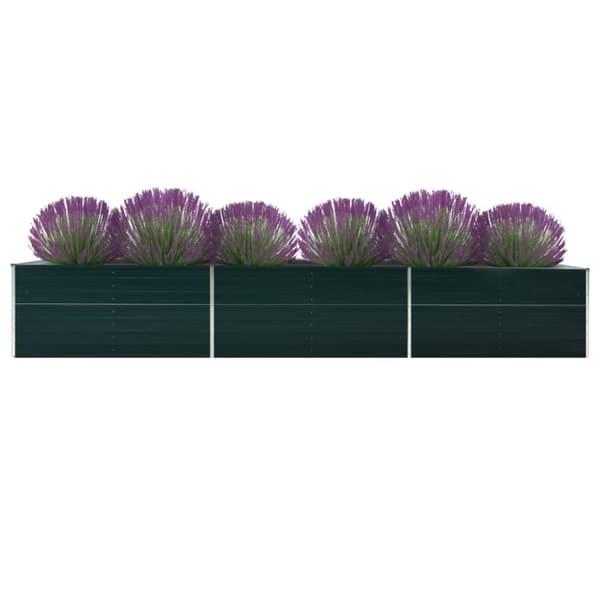 vidaXL forhøjet plantekasse 480x80x45 cm galvaniseret stål grøn