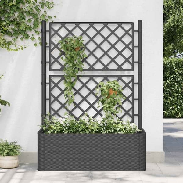 vidaXL højbed med espalier og automatisk vandingssystem antracitgrå