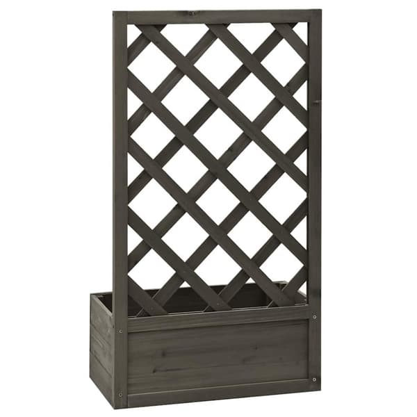 vidaXL Blomsterkasse med espalier grå 50x25x90 cm heltre gran