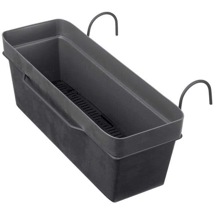DEROMA KIT Jardiniere med vattenreservat Som antracit 49x28 cm