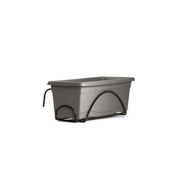 PLASTIKEN Jardiniere 60x20 Cm + Bricka + Balkongstöd TERRA Collection - Taupe