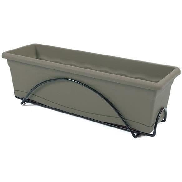 PLASTIKEN Jardiniere 60x20 Cm + Bricka + Balkongstöd TERRA Collection - Taupe