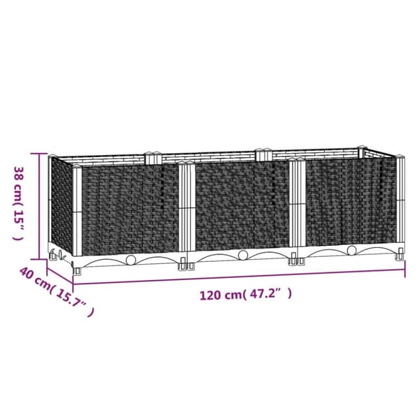 vidaXL højbed 120x40x38 cm polypropylen